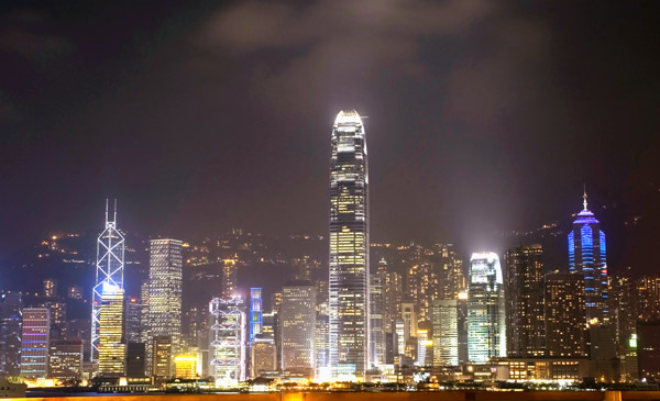 Hong Kong nocą - zdjęcia z Chin