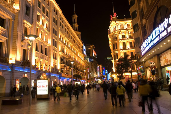 Nanjing Road - nocny Szanghaj - zdjęcia z Chin
