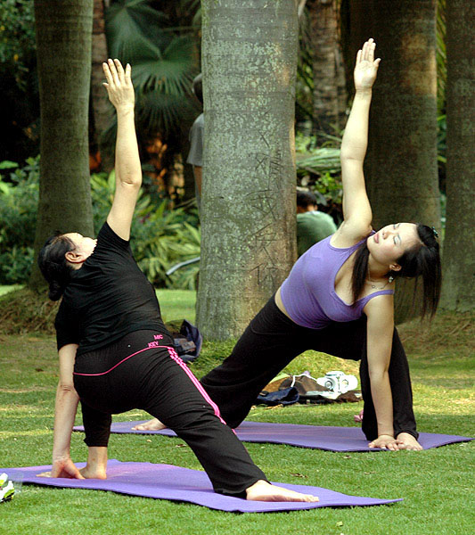 Poranna yoga - zdjęcia z Chin